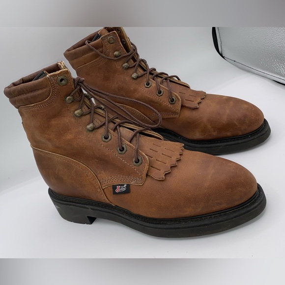 Justin Men\'s Brown 7.5 C Narrow Work Boots - L0774 USA - Women’s 9.5 AA12 main image 6